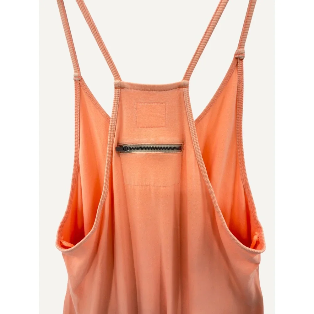 FP Movement Hot Shot Jumpsuit M Peach Boho Romper Pockets Racerback Yoga Comfy
